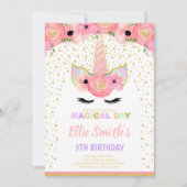 エレガント&魔法の誕生日パーティーカード 招待状 (正面)