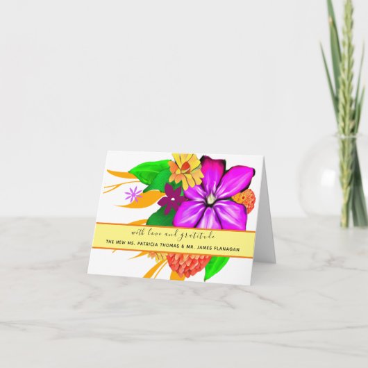 エレガント、魔法、およびはっきりしたフローラ サンキューカード (正面)