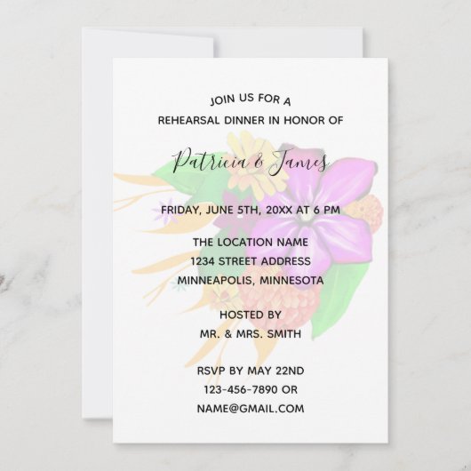 エレガント、魔法、フローラリハーサルはっきりしたディナー 招待状 (正面)