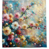 エレガント&鮮やかフローラ – 色と大胆な開花 シャワーカーテン (正面)