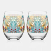 エレガント&鮮やかフローラ – 色と大胆な開花 ステムなしワイングラス (左)