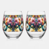 エレガント&鮮やかフローラ – 色と大胆な開花 ステムなしワイングラス (右)