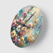エレガント&鮮やかフローラ – 色と大胆な開花 ラウンド壁時計 (傾斜)