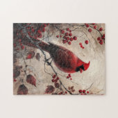 エレガント(鳥)ショウジョウコウカンチョウと果実の絵を描野生生物 ジグソーパズル (横)