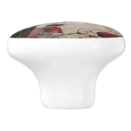 エレガント（鳥）ショウジョウコウカンチョウと果実の絵を描野生生物 セラミックノブ (側面)