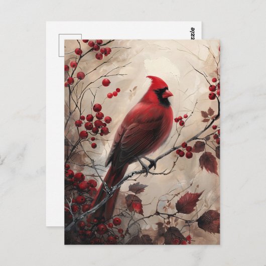 エレガント（鳥）ショウジョウコウカンチョウと果実の絵を描野生生物 ポストカード (正面/裏面)