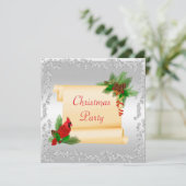 エレガント（鳥）ショウジョウコウカンチョウ&スクロールダイヤモンドクリスマス 招待状 (スタンド正面)