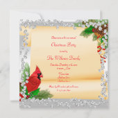 エレガント（鳥）ショウジョウコウカンチョウ&スクロールダイヤモンドクリスマス 招待状 (裏面)