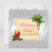 エレガント（鳥）ショウジョウコウカンチョウ&スクロールダイヤモンドクリスマス 招待状 (正面)