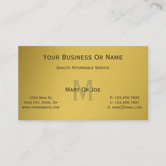 エレガント、黒お洒落アクセントモノグラムの付き金ゴールド 名刺 (正面)