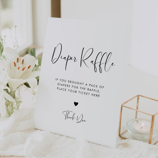 エレガント&黒モダン白おむつラッフル 台座サイン