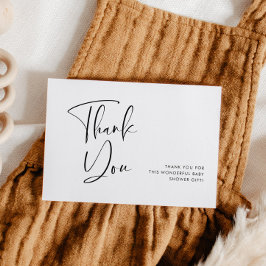 エレガント&黒モダン白の赤ちゃんシャワー サンキューカード