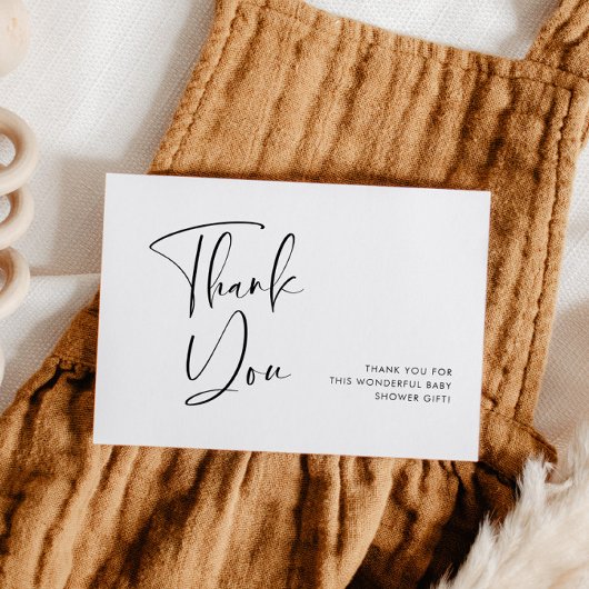 エレガント&黒モダン白の赤ちゃんシャワー サンキューカード