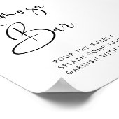 エレガント&黒モダン白ミモサバー標識 ポスター (角)