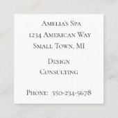 エレガント、黒伝統的および白の名刺 スクエア名刺 (裏面)