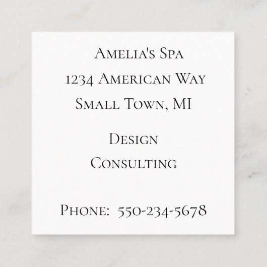 エレガント、黒伝統的および白の名刺 スクエア名刺 (裏面)