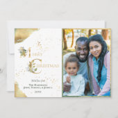 エレガント 2フォトゴールドフォイルフローラメリークリスマス シーズンカード (正面)