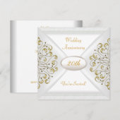 エレガント 20周年結婚記念日ホワイトゴールド 招待状 (正面/裏面)