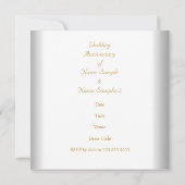 エレガント 20周年結婚記念日ホワイトゴールド 招待状 (裏面)