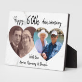 エレガント | 2 ハート フォト | 結婚記念日 フォトプラーク (側面)