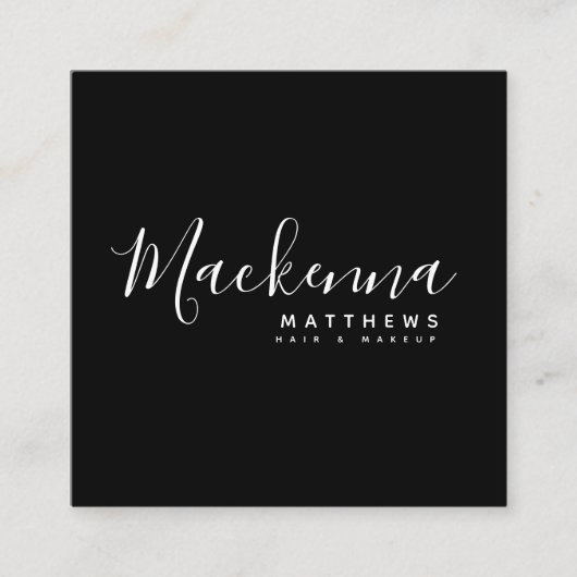エレガント Black Hairstylistモダンという名前 スクエア名刺 (正面)