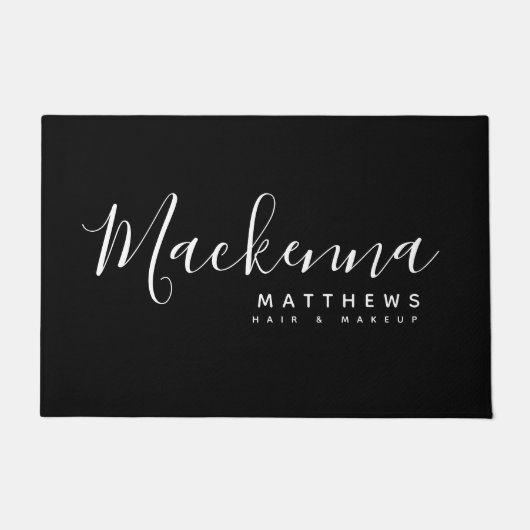 エレガント Black Hairstylistモダンという名前 ドアマット (正面)