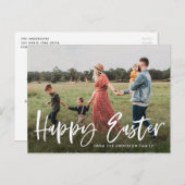 エレガント Brush Scriptハッピーイースター写真 シーズンポストカード (正面/裏面)
