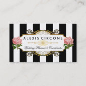エレガント|Goldのアジサイのウェディングプランナーを縞で飾ります 名刺 (正面)