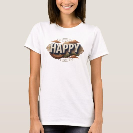 エレガント HAPPY アート コンポジション Tシャツ (正面)