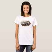 エレガント HAPPY アート コンポジション Tシャツ (正面フル)