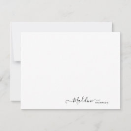 エレガント Script モダン Black Note Card ノートカード