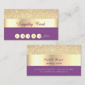エレガント,VIOLET,ストライプの金ゴールドキラキラロイヤリティカード ロイヤリティカード (正面/裏面)