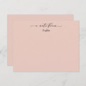 "エレガントA Note From"、赤面ピンクシンプルの ノートカード (正面/裏面)