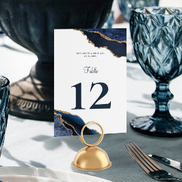 エレガントAgate Navy Blue Whiteのテー結婚ブル番号 テーブルナンバー