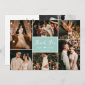 エレガントAquaの結婚写真数々のコラージュ サンキューカード (正面/裏面)