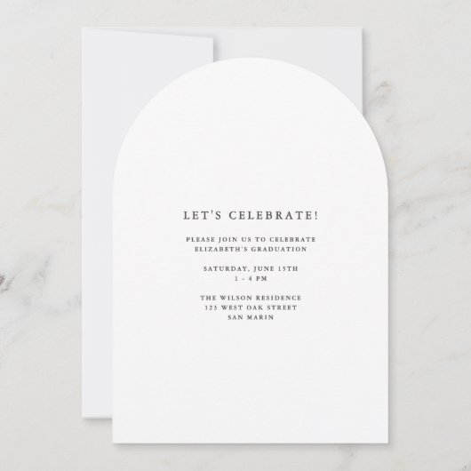エレガントArch写真の卒業発表 招待状 (裏面)