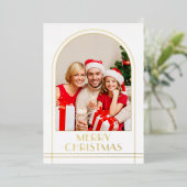 エレガントArch家族パーソナライズされた写真クリスマス 箔シーズンカード (立ち正面)