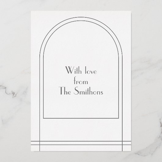 エレガントArch家族パーソナライズされた写真クリスマス 箔シーズンカード (裏面)