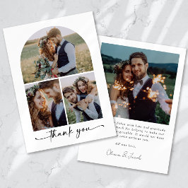 エレガントArch数々の Photo結婚 Collage サンキューカード