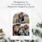 エレガントArch数々の Photo結婚 Collage サンキューカード