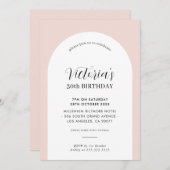 エレガントARCH誕生日シックモダン赤面ピンクブラック 招待状 (正面/裏面)