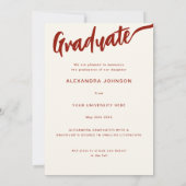 エレガントArch Graduate Photo Burnt Orange Script 案内状 (裏面)