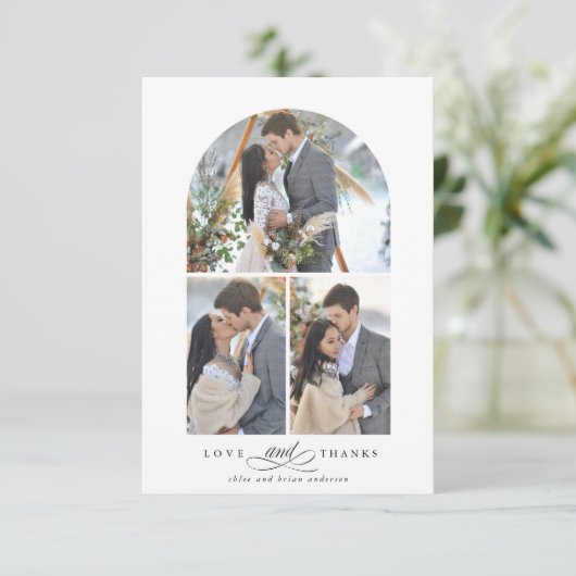 エレガントArch Loveと感謝してい4Photo 結婚's サンキューカード (スタンド正面)