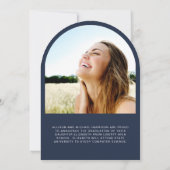 エレガントArch Photo Blue卒業発表 招待状 (裏面)