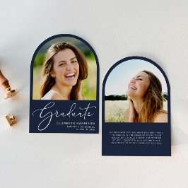 エレガントArch Photo Blue卒業発表 招待状