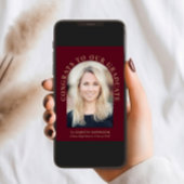 エレガントArch Photo Burgundy Red卒業 案内状