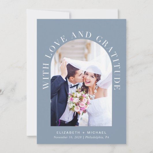 エレガントArch Photo Love Resurance結婚's サンキューカード (正面)