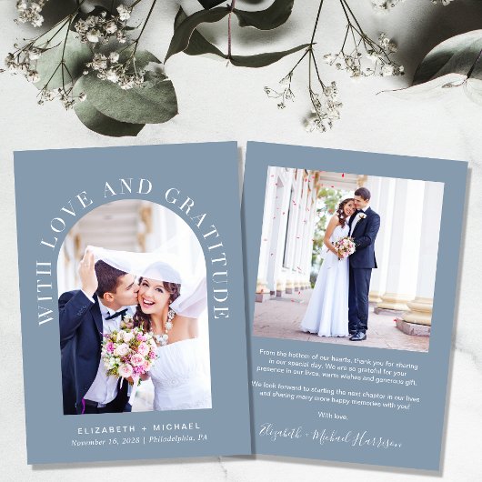 エレガントArch Photo Love Resurance結婚's サンキューカード