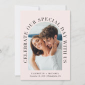 エレガントArch Photo Pink結婚's 招待状 (正面)