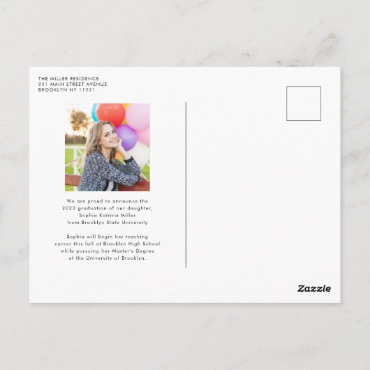 エレガントArch Wildflower写真卒業 ポストカード (裏面)